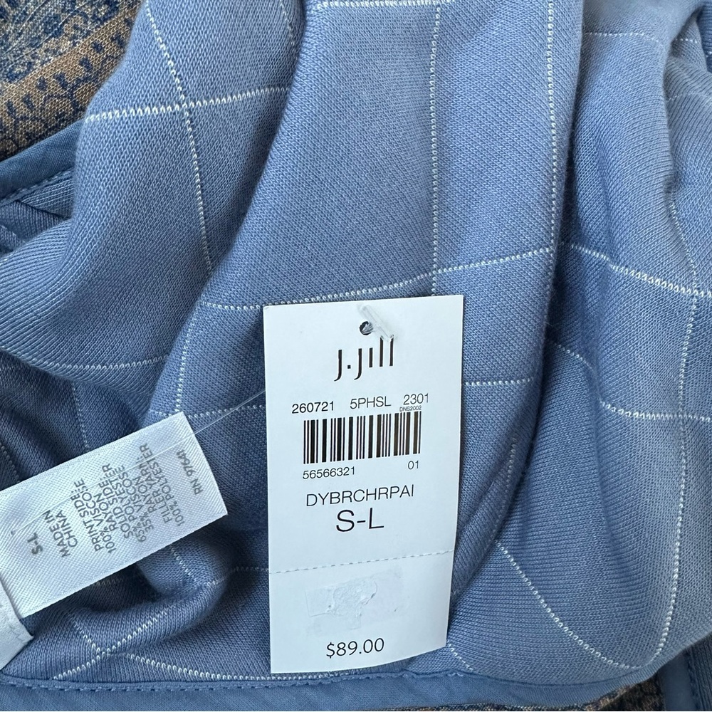 J. Jill NWT Women's Reversible Open Front Blue Floral Print Quilted Cardigan S-L - Picture 7 of 9